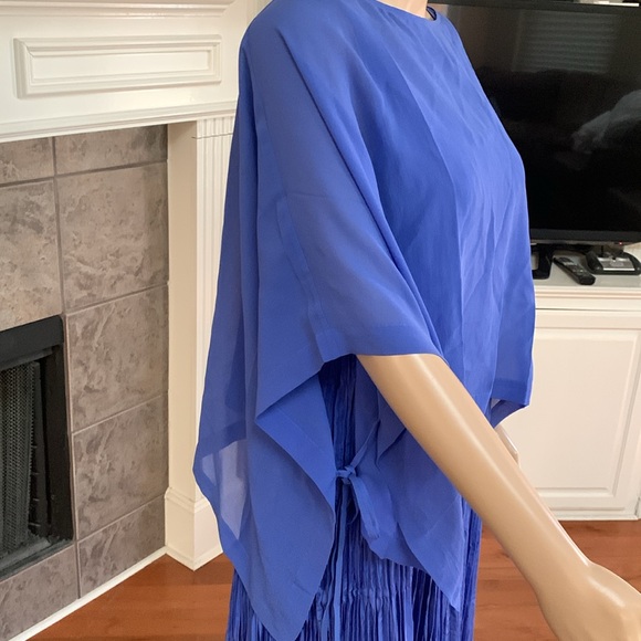 COPY - NWT Eileen Fisher BLUE STAR Sheer Silk Georgette Poncho W/TIE - Picture 4 of 5